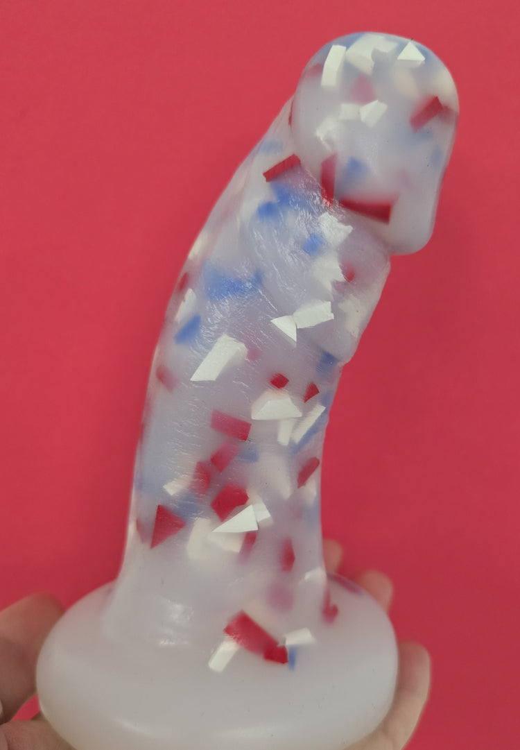 ONE OF A KIND Medium Bent Red White & Blue Confetti