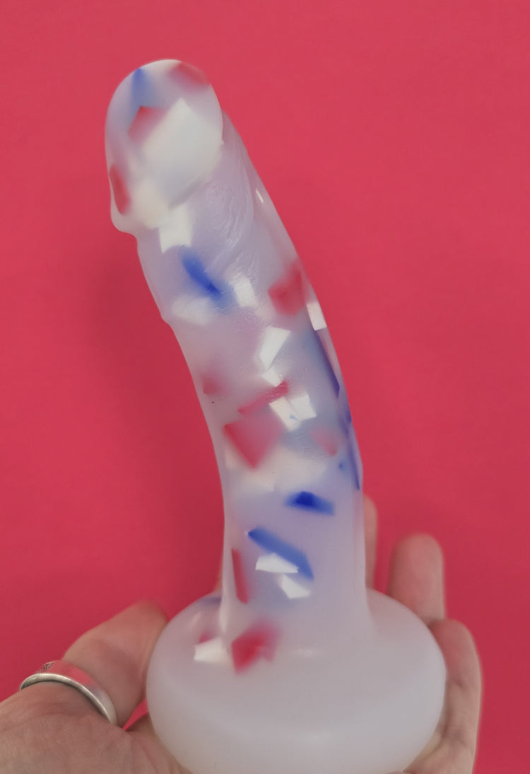 ONE OF A KIND Small Bent Red White & Blue Confetti
