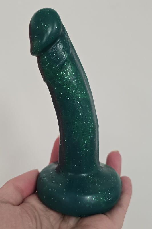 ONE OF A KIND Small Bent Green with Glitter